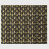 Retro 1920er Art Deco Schwarzes Gold Geometrisches Geschenkpapier (Flach)
