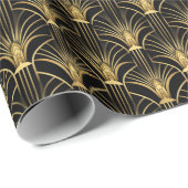 Retro 1920er Art Deco Schwarzes Gold Geometrisches Geschenkpapier (Rolleneckpunkt)