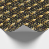 Retro 1920er Art Deco Schwarzes Gold Geometrisches Geschenkpapier (Ecke)