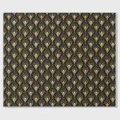 Retro 1920er Art Deco Schwarzes Gold Geometrisches Geschenkpapier (Flach)