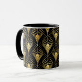 Retro 1920er Art Deco Schwarzes Gold Geometrisches Tasse (Vorderseite Links)