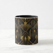 Retro 1920er Art Deco Schwarzes Gold Geometrisches Tasse (Zentrum)