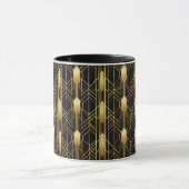 Retro 1920er Art Deco Schwarzes Gold Geometrisches Tasse (Zentrum)