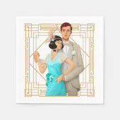 Retro 1920er Glam Couple Art Deco Gold Frame Serviette (Vorderseite)