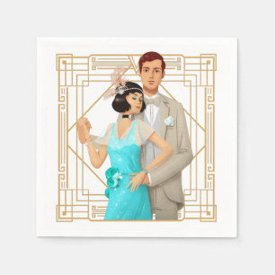 Retro 1920er Glam Couple Art Deco Gold Frame Serviette