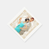 Retro 1920er Glam Couple Art Deco Gold Frame Serviette (Ecke)