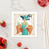 Retro 1920er Glam Lady Cocktail Art Deco Gold Rahm Serviette (Beispiel)