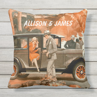 Retro-1920er-Jahre-Flapper-Lady-Klassiker-Autoreis Kissen Für Draußen