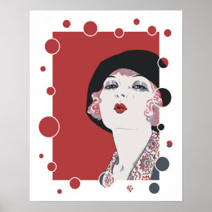 Retro 1920er Jazz Age Style Flapper Girl Blasen Poster
