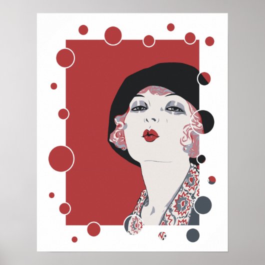Retro 1920er Jazz Age Style Flapper Girl Blasen Poster (Vorne)