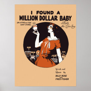 Retro 1920er Musikblatt decken Millionen Dollar Poster