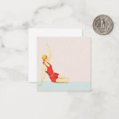 Retro 1930er 1920er Summer Beach Girl Mitteilungskarte (Vorderseite/Rückseite Beispiel)