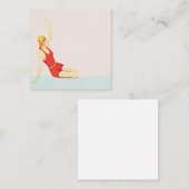 Retro 1930er 1920er Summer Beach Girl Mitteilungskarte (Vorne/Hinten)