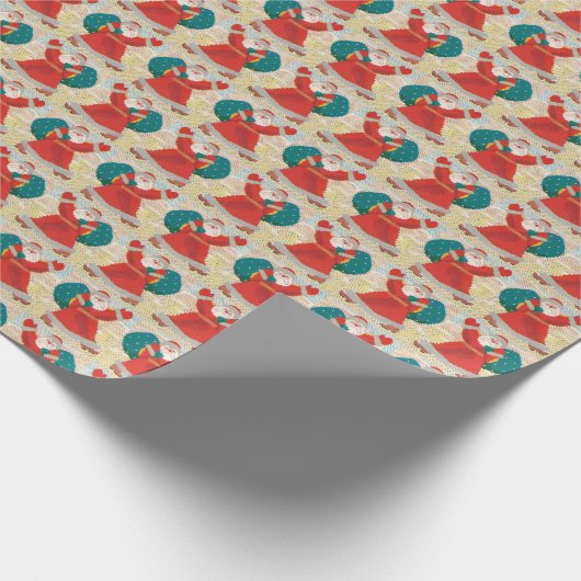 Retro 1930er Jahre Weihnachtsfeier Geschenkpapier (Ecke)