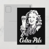Retro 1940er-1950er-Jahre belgisches Bierlogo Postkarte (Vorne/Hinten)