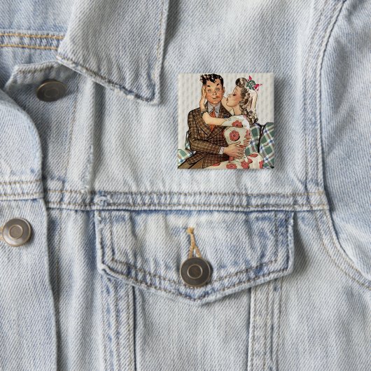 Retro 1940er Kissing Couple Button (Beispiel)