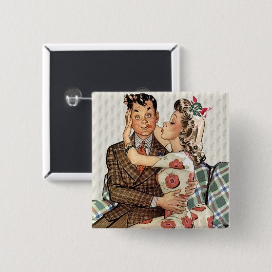 Retro 1940er Kissing Couple Button (Vorne & Hinten)