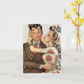 Retro 1940er Kissing Couple Karte (Gelbe Blume)