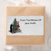 Retro 1940er Weihnachtsbaumküchenlabels (Insitu)