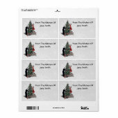 Retro 1940er Weihnachtsbaumküchenlabels (Vorne)