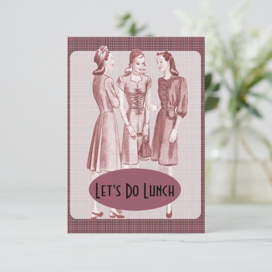 Retro 1940s Luncheon V2B Einladung (Stehend Vorderseite)