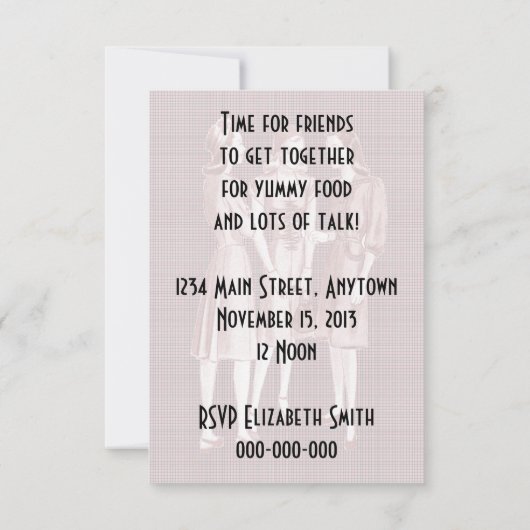 Retro 1940s Luncheon V2B Einladung (Rückseite)