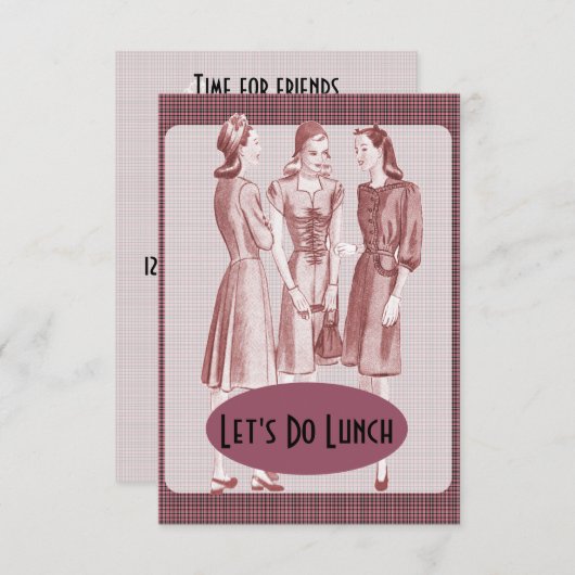 Retro 1940s Luncheon V2B Einladung (Vorne/Hinten)
