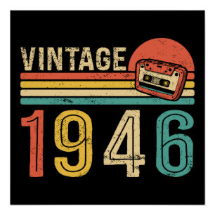 Retro 1946 Geburtstags-Musik-Kassettenband Bday Poster