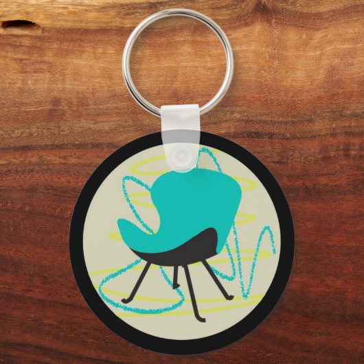Retro 1950 Stuhl Blauer Schlüsselanhänger (Vorderseite)