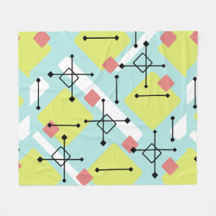 Retro 1950er Art Diamonds Mint Green Yellow Fleecedecke