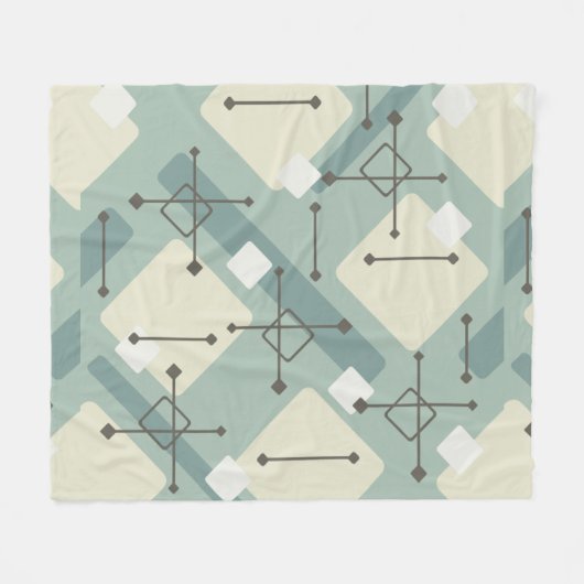 Retro 1950er Art Diamonds Sage Green Fleecedecke (Vorderseite (Horizontal))