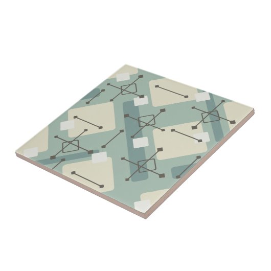 Retro 1950er Art Diamonds Sage Green Fliese (Seite)