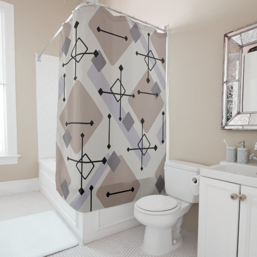 Retro 1950er Art Diamonds Taupe Beige Duschvorhang (Beispiel)