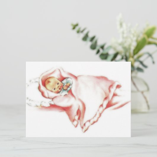 Retro 1950er Baby Girl Shower Einladung (Stehend Vorderseite)