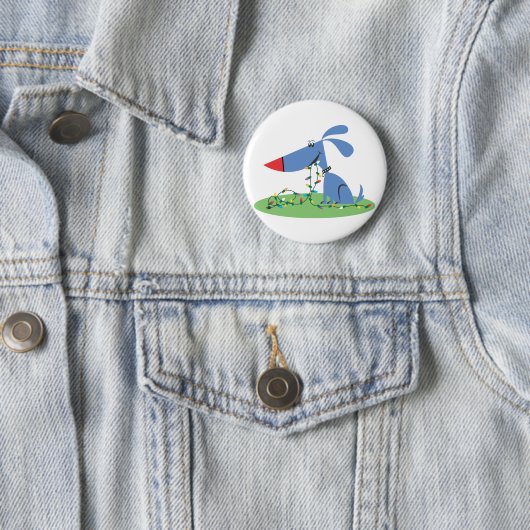 Retro 1950er Blue Hund Weihnachtslicht Button (Beispiel)