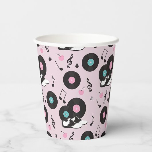 Retro 1950er Diner Birthday Paper Cups - Sock Hop Pappbecher (Rückseite)