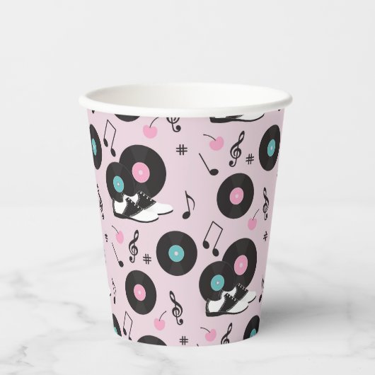 Retro 1950er Diner Birthday Paper Cups - Sock Hop Pappbecher (Vorderseite)