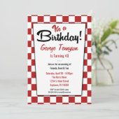 Retro 1950er Diner Red White Birthday Einladungen (Stehend Vorderseite)