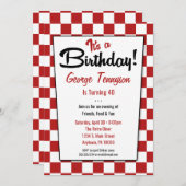 Retro 1950er Diner Red White Birthday Einladungen (Vorne/Hinten)