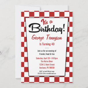Retro 1950er Diner Red White Birthday Einladungen
