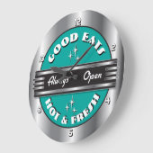 Retro 1950er Diner Wall Clock - Aqua Große Wanduhr (Winkel)
