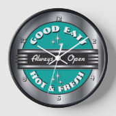 Retro 1950er Diner Wall Clock - Aqua Uhr (Vorderseite)