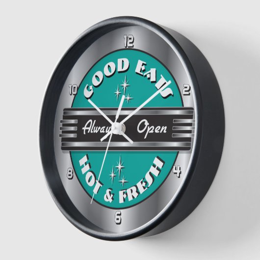 Retro 1950er Diner Wall Clock - Aqua Uhr (Winkel)