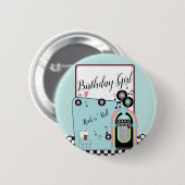 Retro 1950er Diner zum Geburtstag Button (Vorne & Hinten)
