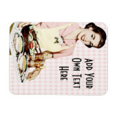 Retro 1950er Frauen mit Lunch Tray Magnet (Horizontal)