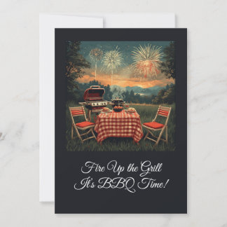 Retro-1950er-Garten- BBQ-Szene – Nostalgischer 4.  Einladung