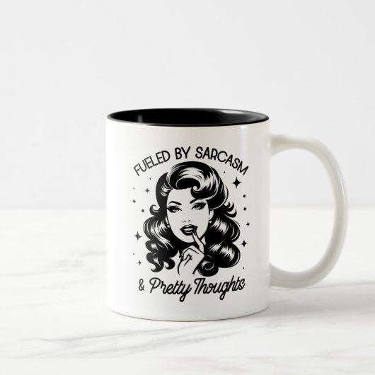 Retro 1950er Glam Girl Funny Sarcastic Zitat Zweifarbige Tasse (Rechts)