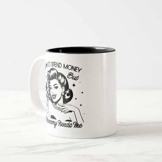 Retro 1950er Glam Girl Funny Sarcastic Zitat Zweifarbige Tasse (Vorderseite Links)