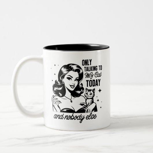 Retro 1950er Glam Girl Funny Sarcastic Zitat Zweifarbige Tasse (Links)