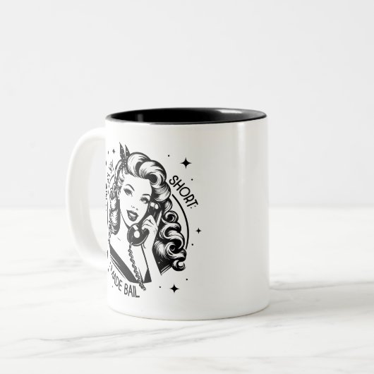 Retro 1950er Glam Girl Funny Sarcastic Zitat Zweifarbige Tasse (Vorderseite Links)